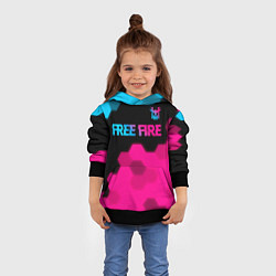 Толстовка-худи детская Free Fire - neon gradient: символ сверху, цвет: 3D-черный — фото 2