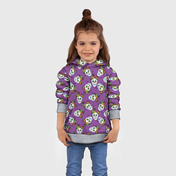 Толстовка-худи детская Сахарные черепа на фиолетовом паттерн, цвет: 3D-меланж — фото 2