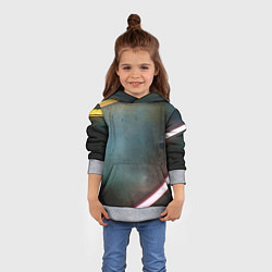 Толстовка-худи детская Абстрактная тёмная поверхность и неоновые фонари, цвет: 3D-меланж — фото 2