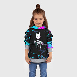 Толстовка-худи детская Stray - краска - neon, цвет: 3D-меланж — фото 2