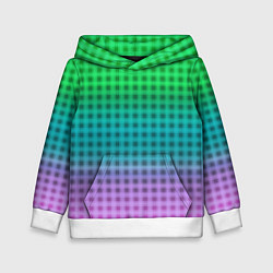 Толстовка-худи детская Gradient lilac green plaid, цвет: 3D-белый