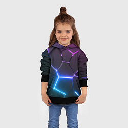 Толстовка-худи детская Фиолетовый градиент - неоновые геометрические плит, цвет: 3D-черный — фото 2