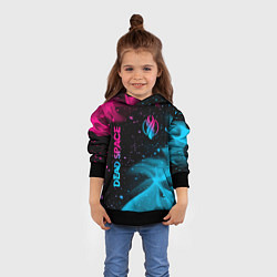 Толстовка-худи детская Dead Space - neon gradient: символ и надпись верти, цвет: 3D-черный — фото 2