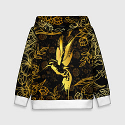 Толстовка-худи детская Золотая колибри, цвет: 3D-белый