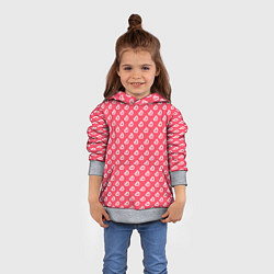 Толстовка-худи детская Белые сердечки - абстракция, цвет: 3D-меланж — фото 2