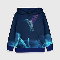 Толстовка-худи детская Колибри в полете, цвет: 3D-синий