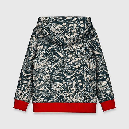 Детская толстовка Винтажные flash tatoo / 3D-Красный – фото 2