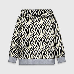 Толстовка-худи детская Тигровый полосатый узор-черные, бежевые полосы на, цвет: 3D-меланж
