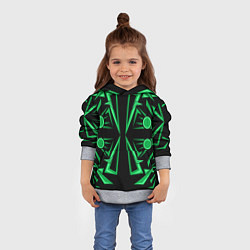 Толстовка-худи детская Геометрический узор зеленый geometric, цвет: 3D-меланж — фото 2