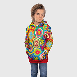 Толстовка-худи детская Мандала-Цветы, цвет: 3D-красный — фото 2