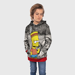 Толстовка-худи детская Барт Симпсон - начинающий индеец, цвет: 3D-красный — фото 2
