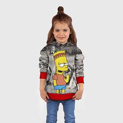 Толстовка-худи детская Барт Симпсон - начинающий индеец, цвет: 3D-красный — фото 2