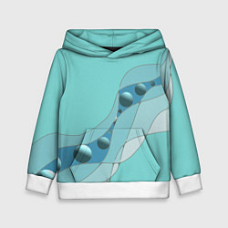 Толстовка-худи детская Голубая геометрическая абстракция Круги и сферы Го, цвет: 3D-белый