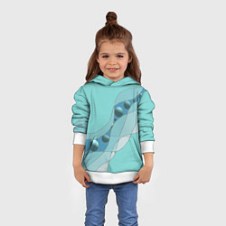 Толстовка-худи детская Голубая геометрическая абстракция Круги и сферы Го, цвет: 3D-белый — фото 2