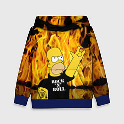 Толстовка-худи детская Homer Simpson - Rock n Roll!, цвет: 3D-синий