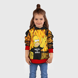 Толстовка-худи детская Homer Simpson - Rock n Roll!, цвет: 3D-красный — фото 2