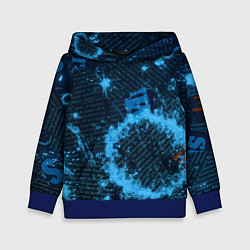 Толстовка-худи детская Капли на газете, цвет: 3D-синий
