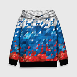 Толстовка-худи детская Полигональный флаг России!, цвет: 3D-черный