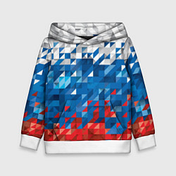 Толстовка-худи детская Полигональный флаг России!, цвет: 3D-белый