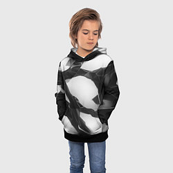 Толстовка-худи детская Осколки кристалла, тёмная абстракция, цвет: 3D-черный — фото 2