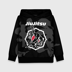 Толстовка-худи детская Jiu-jitsu throw logo, цвет: 3D-черный