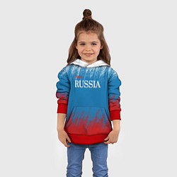 Толстовка-худи детская Российский триколор - Я люблю Россию, цвет: 3D-красный — фото 2