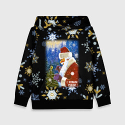 Детская толстовка Новый год дед мороз и птичка