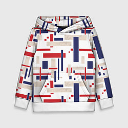 Толстовка-худи детская Геометрический узор Орион красно-синий на белом, цвет: 3D-белый
