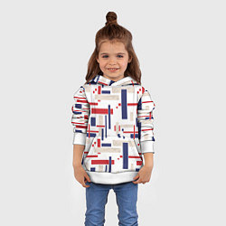 Толстовка-худи детская Геометрический узор Орион красно-синий на белом, цвет: 3D-белый — фото 2