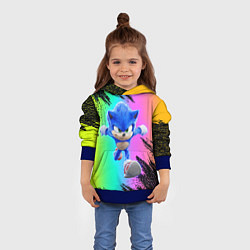 Толстовка-худи детская Sonic neon, цвет: 3D-синий — фото 2