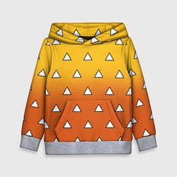 Толстовка-худи детская Оранжевое кимоно с треугольниками - Зеницу клинок, цвет: 3D-меланж