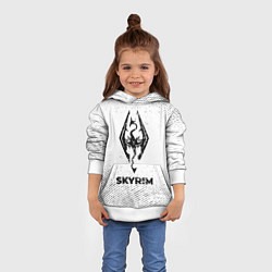 Толстовка-худи детская Skyrim с потертостями на светлом фоне, цвет: 3D-белый — фото 2