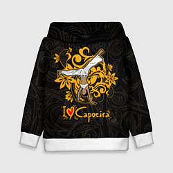 Толстовка-худи детская I love Capoeira fighter, цвет: 3D-белый