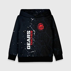 Толстовка-худи детская Gears of War красно-белой лого на темном фоне, цвет: 3D-черный