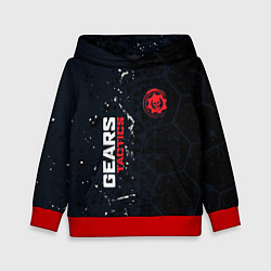 Толстовка-худи детская Gears of War красно-белой лого на темном фоне, цвет: 3D-красный