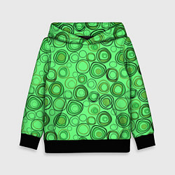 Толстовка-худи детская Ярко-зеленый неоновый абстрактный узор, цвет: 3D-черный