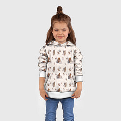 Толстовка-худи детская Хюгге паттерн с домиками и цветами хлопка, цвет: 3D-белый — фото 2