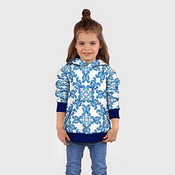 Толстовка-худи детская Гжель рисунок цветы, цвет: 3D-синий — фото 2