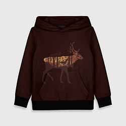 Толстовка-худи детская Осенний лес в силуэте оленя, цвет: 3D-черный