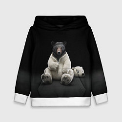 Толстовка-худи детская Медведь в костюме ростовой куклы, цвет: 3D-белый