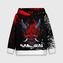 Толстовка-худи детская Маска Они - Киберпанк 2077 - Samurai, цвет: 3D-белый