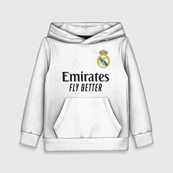 Толстовка-худи детская Реал Мадрид форма 20222023, цвет: 3D-белый