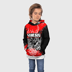 Толстовка-худи детская Самурай - Маска Они - киберпанк, цвет: 3D-белый — фото 2