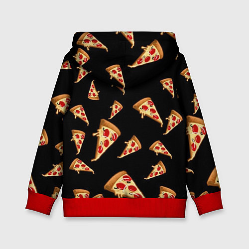 Детская толстовка Куски пиццы на черном фоне / 3D-Красный – фото 2