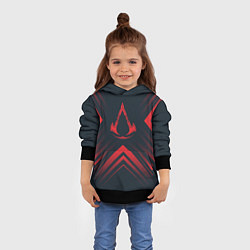 Толстовка-худи детская Красный символ Assassins Creed на темном фоне со с, цвет: 3D-черный — фото 2