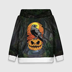 Детская толстовка Ворон, сидящий на тыкве - Halloween