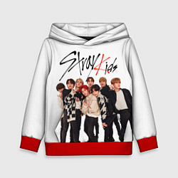 Толстовка-худи детская Stray Kids white background, цвет: 3D-красный