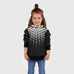 Толстовка-худи детская Черно-белая симметричная сетка из треугольников, цвет: 3D-черный — фото 2