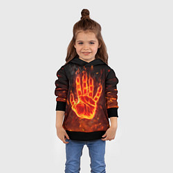 Толстовка-худи детская Рука в огне, цвет: 3D-черный — фото 2
