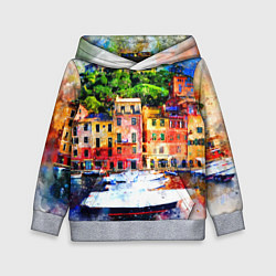Толстовка-худи детская Картина красочный город, цвет: 3D-меланж